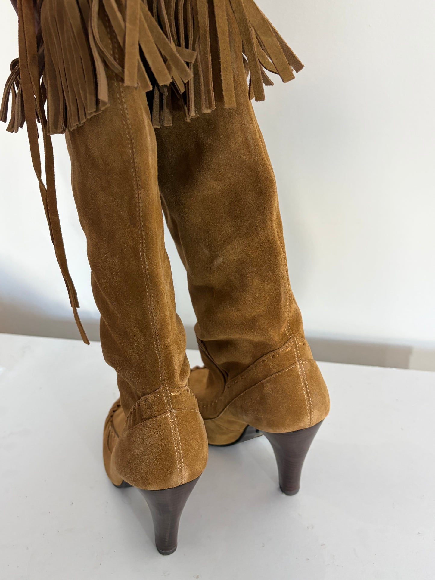 Morgan De Toi Brown Suede Fringe Boots