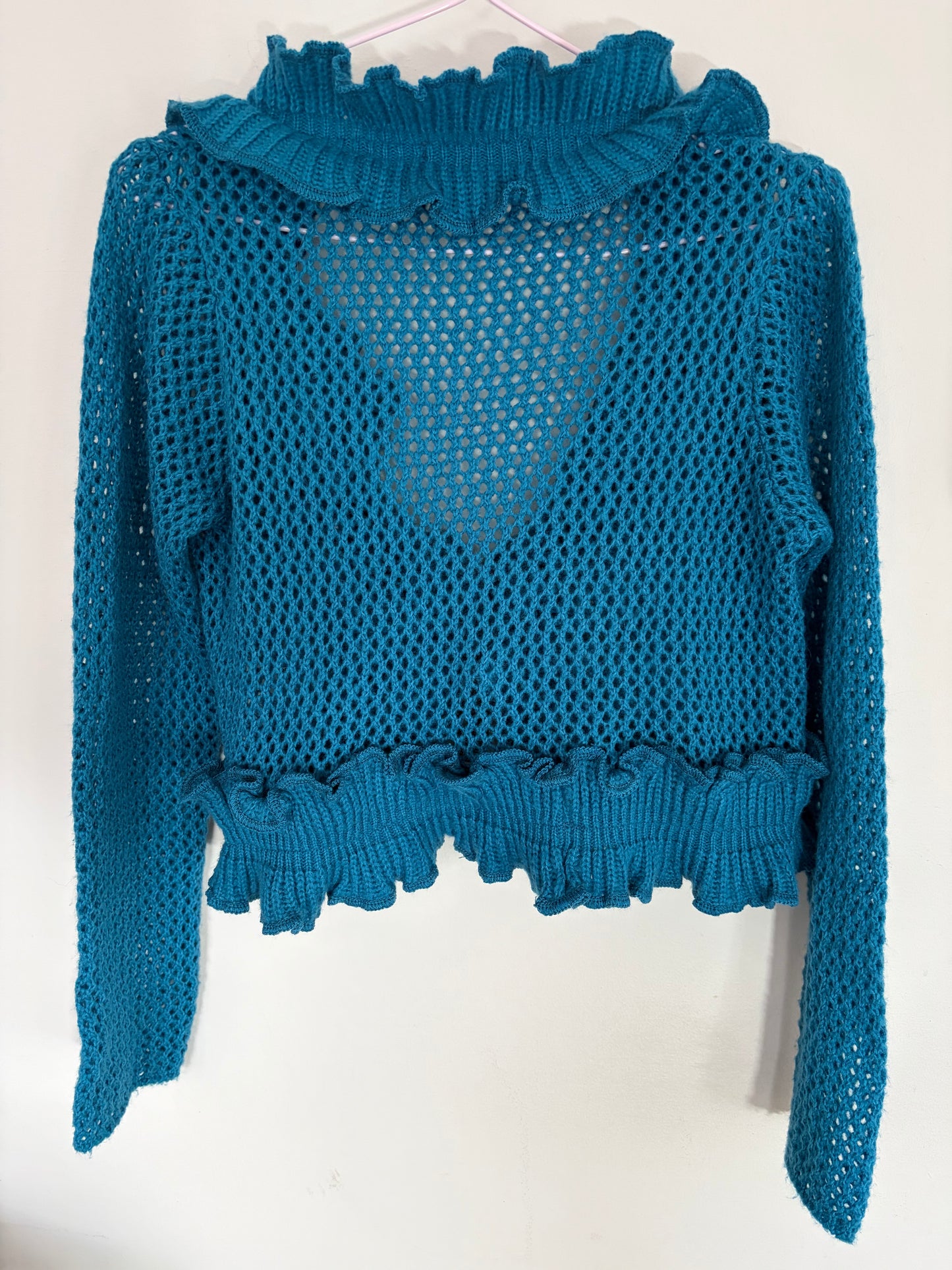 Teal Crochet Cardigan