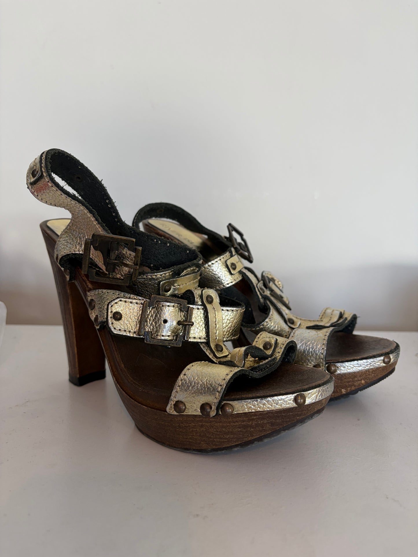 River Island Gold Clog Heels