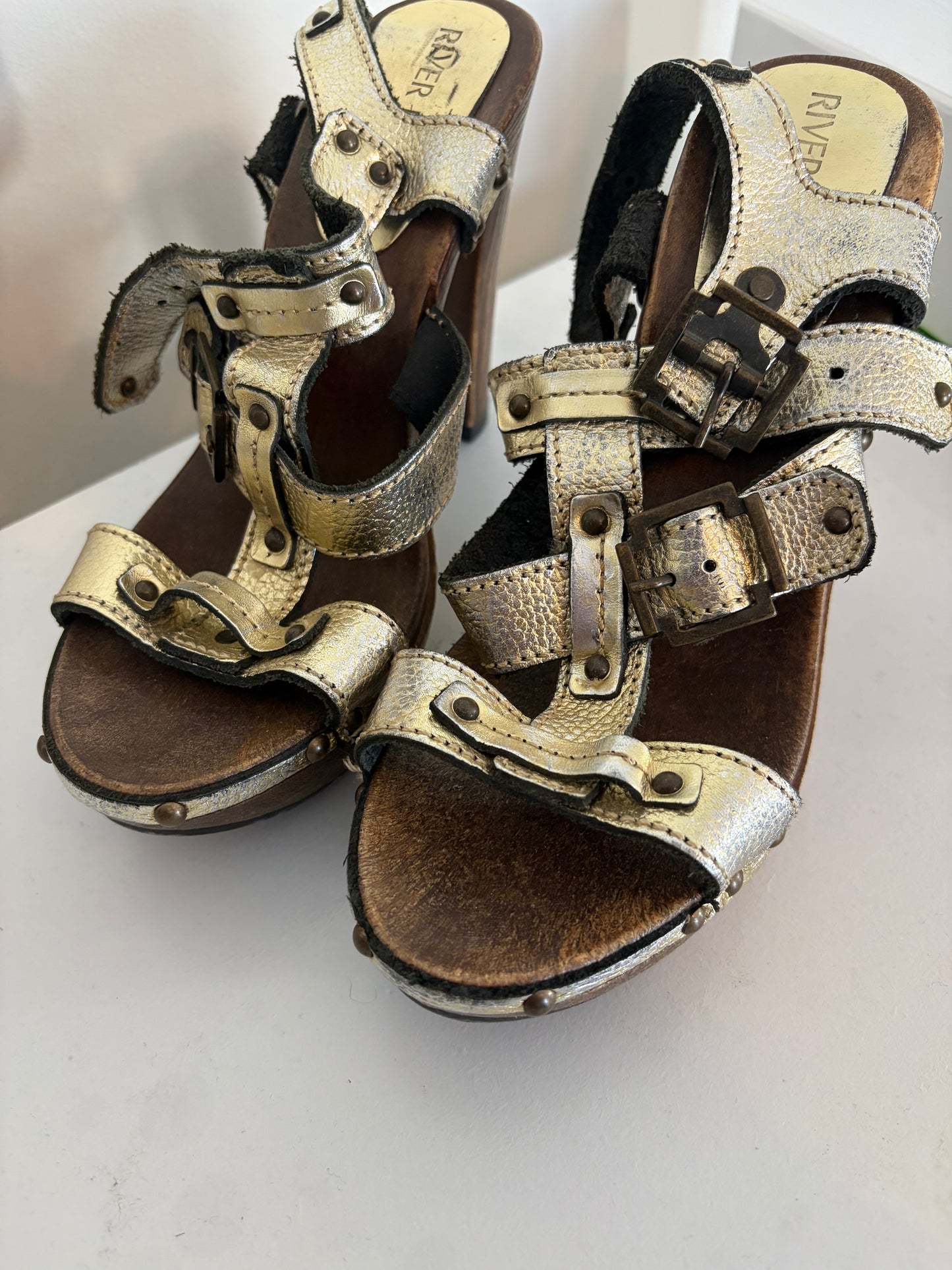 River Island Gold Clog Heels