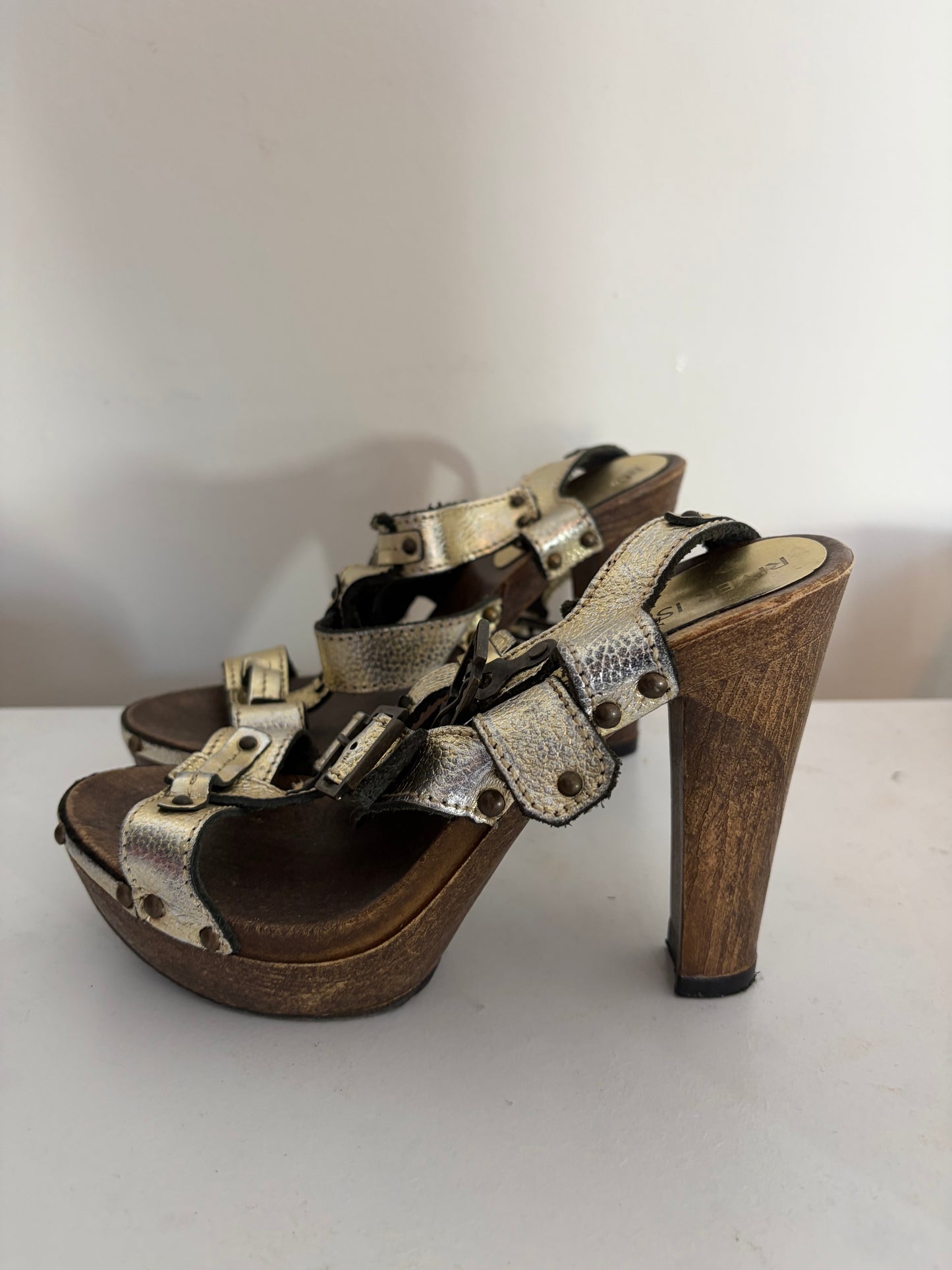 River Island Gold Clog Heels