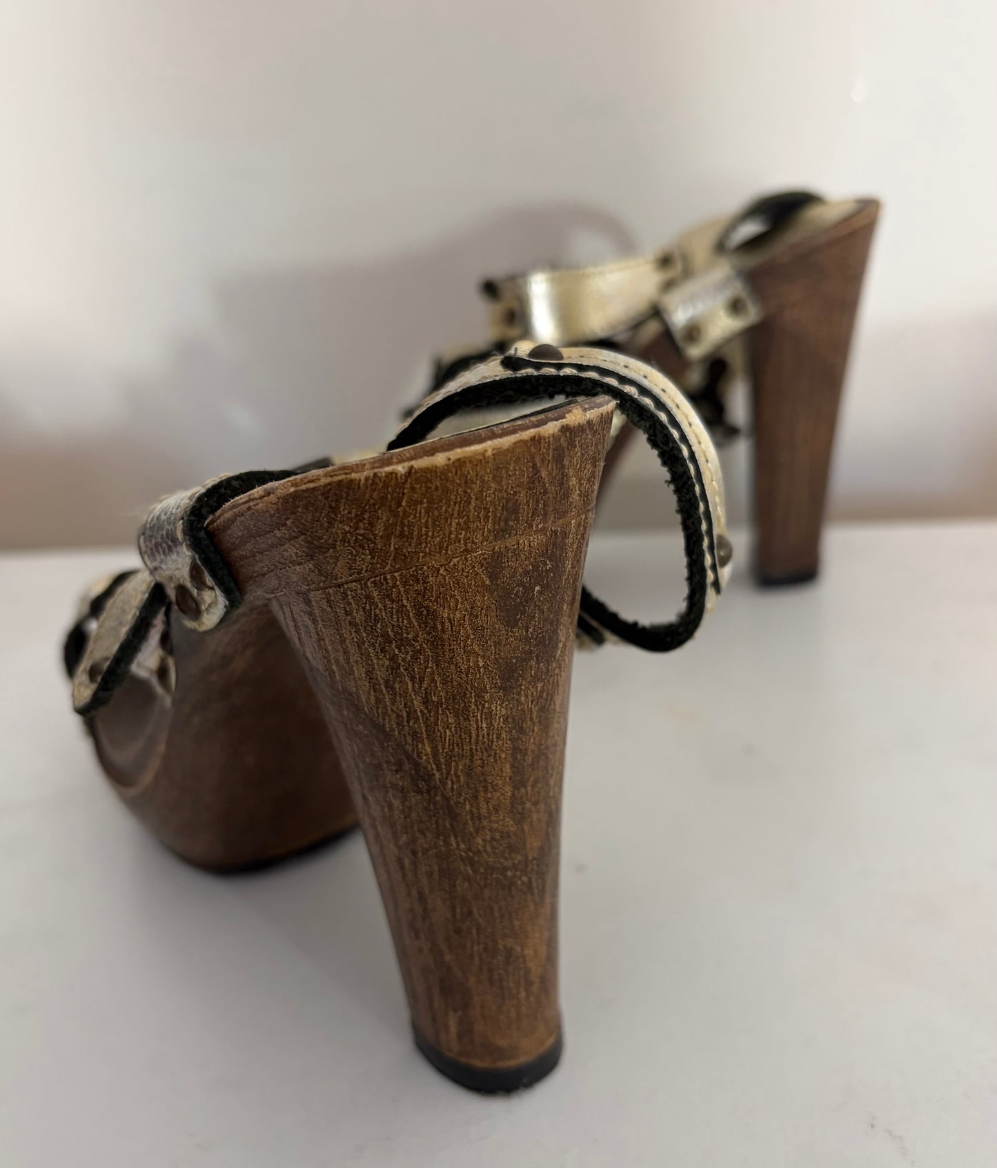 River Island Gold Clog Heels