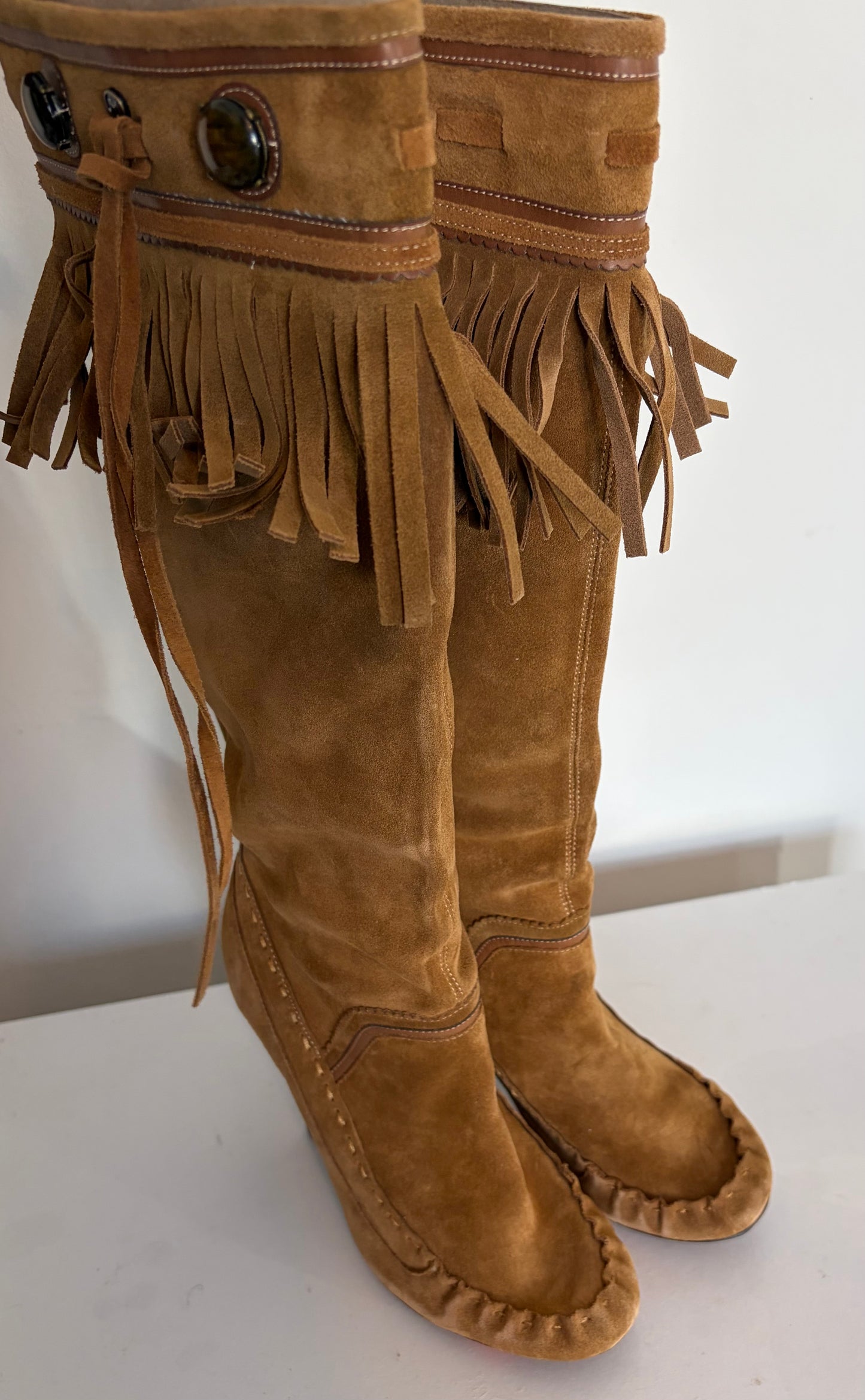 Morgan De Toi Brown Suede Fringe Boots