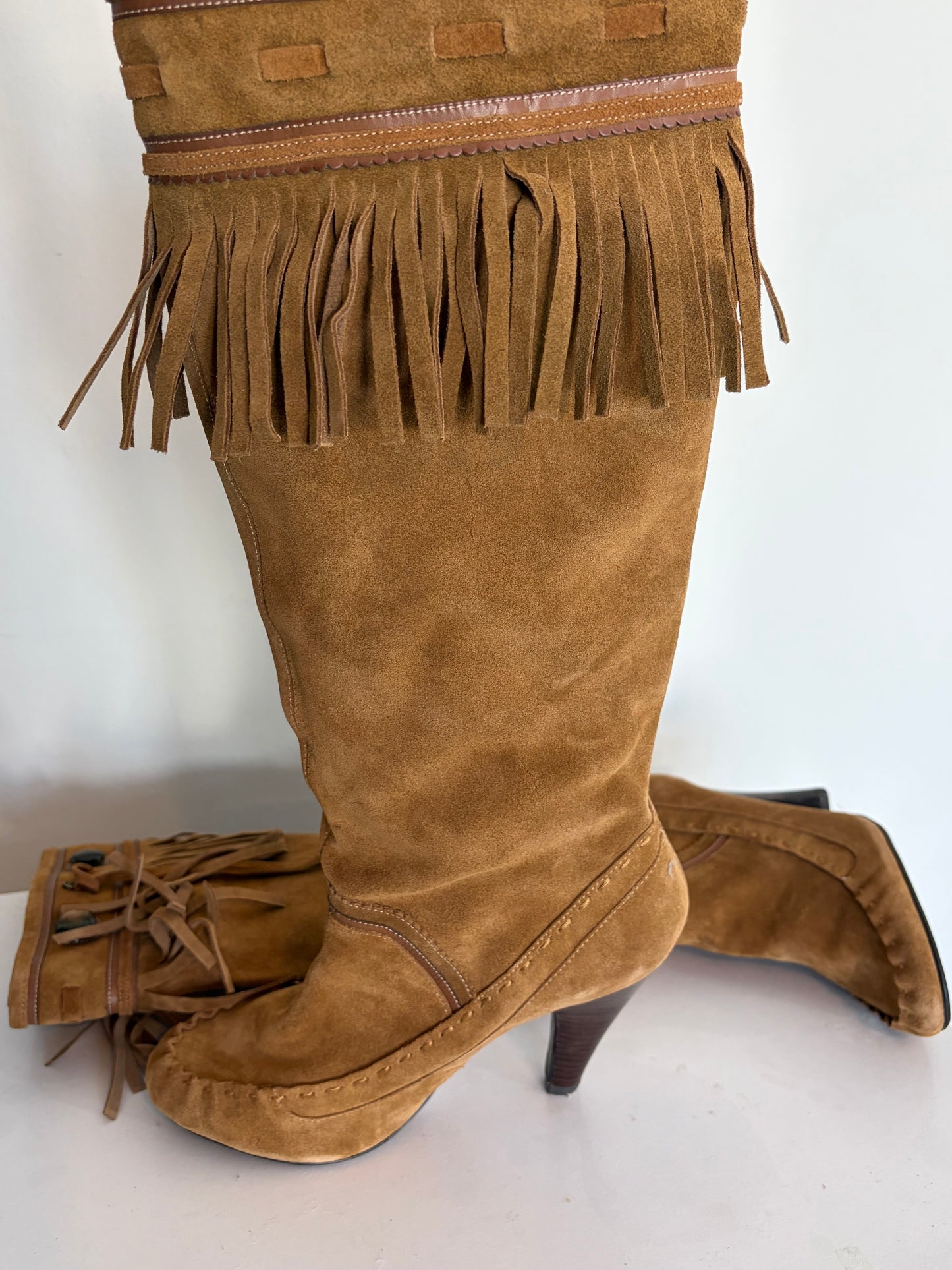Morgan De Toi Brown Suede Fringe Boots