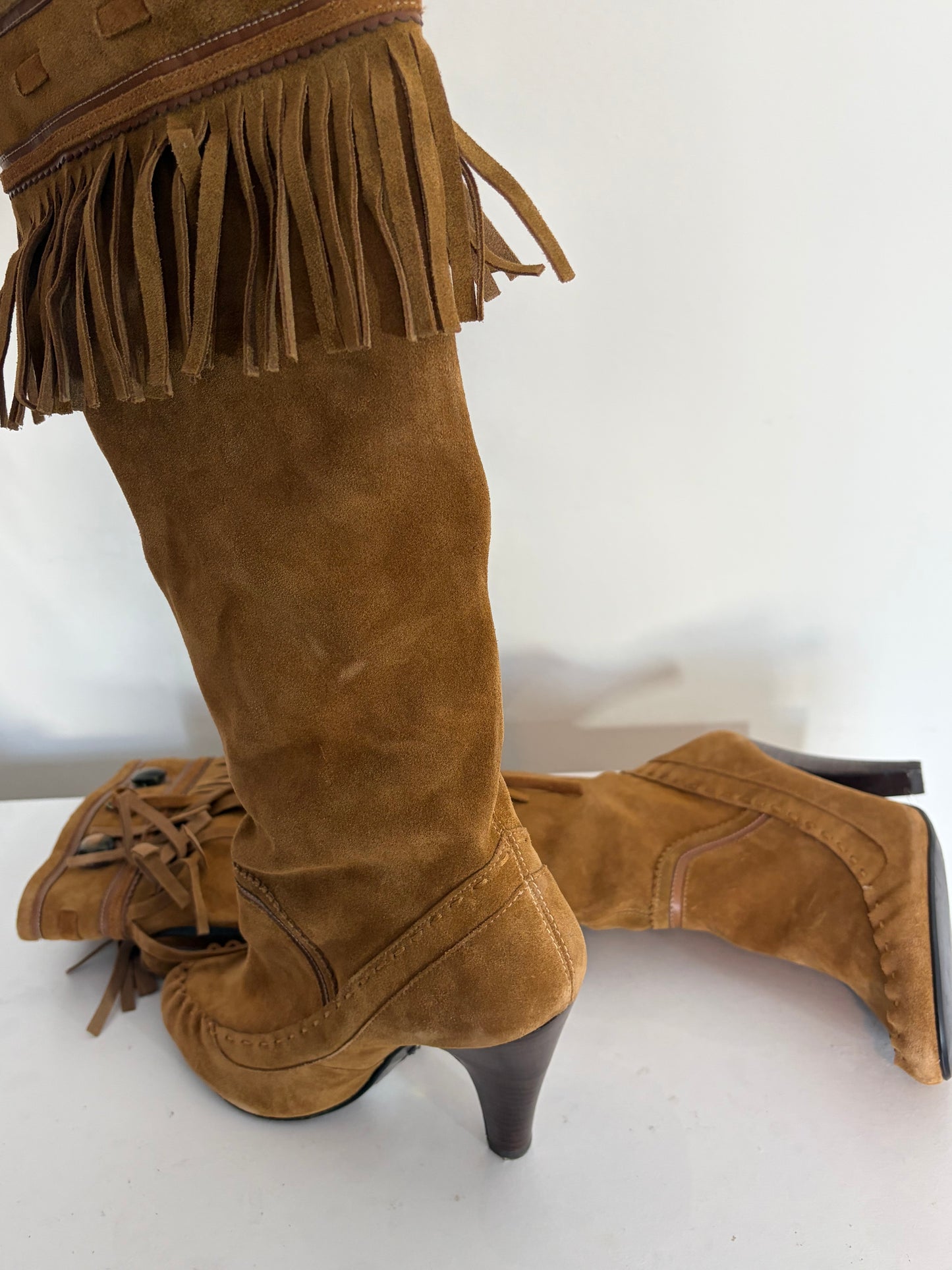Morgan De Toi Brown Suede Fringe Boots