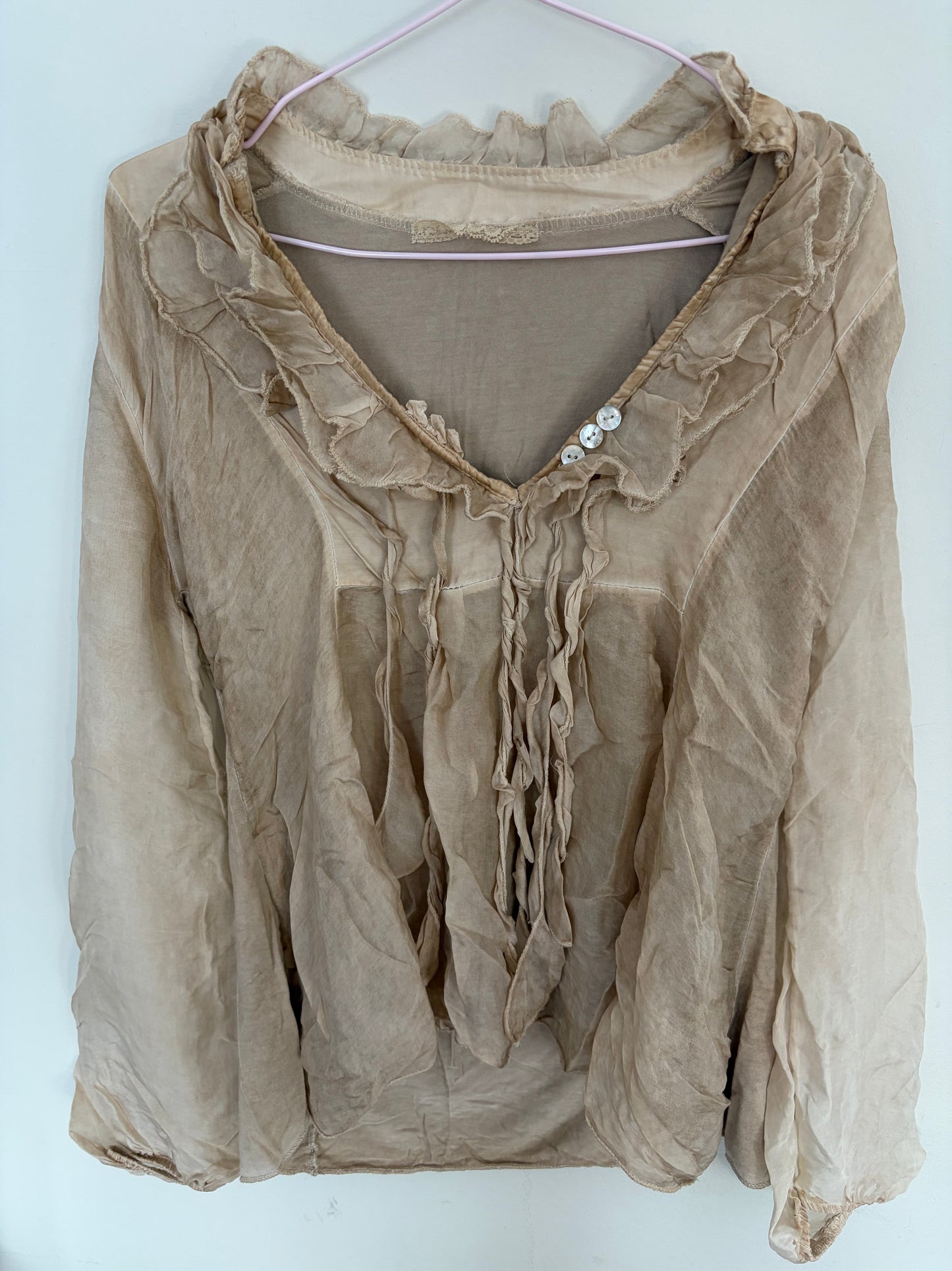 Beige Ruffled Blouse