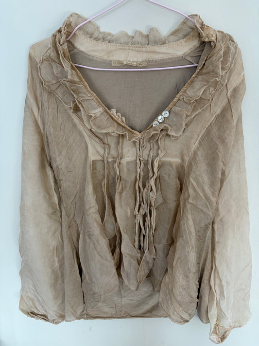 Beige Ruffled Blouse