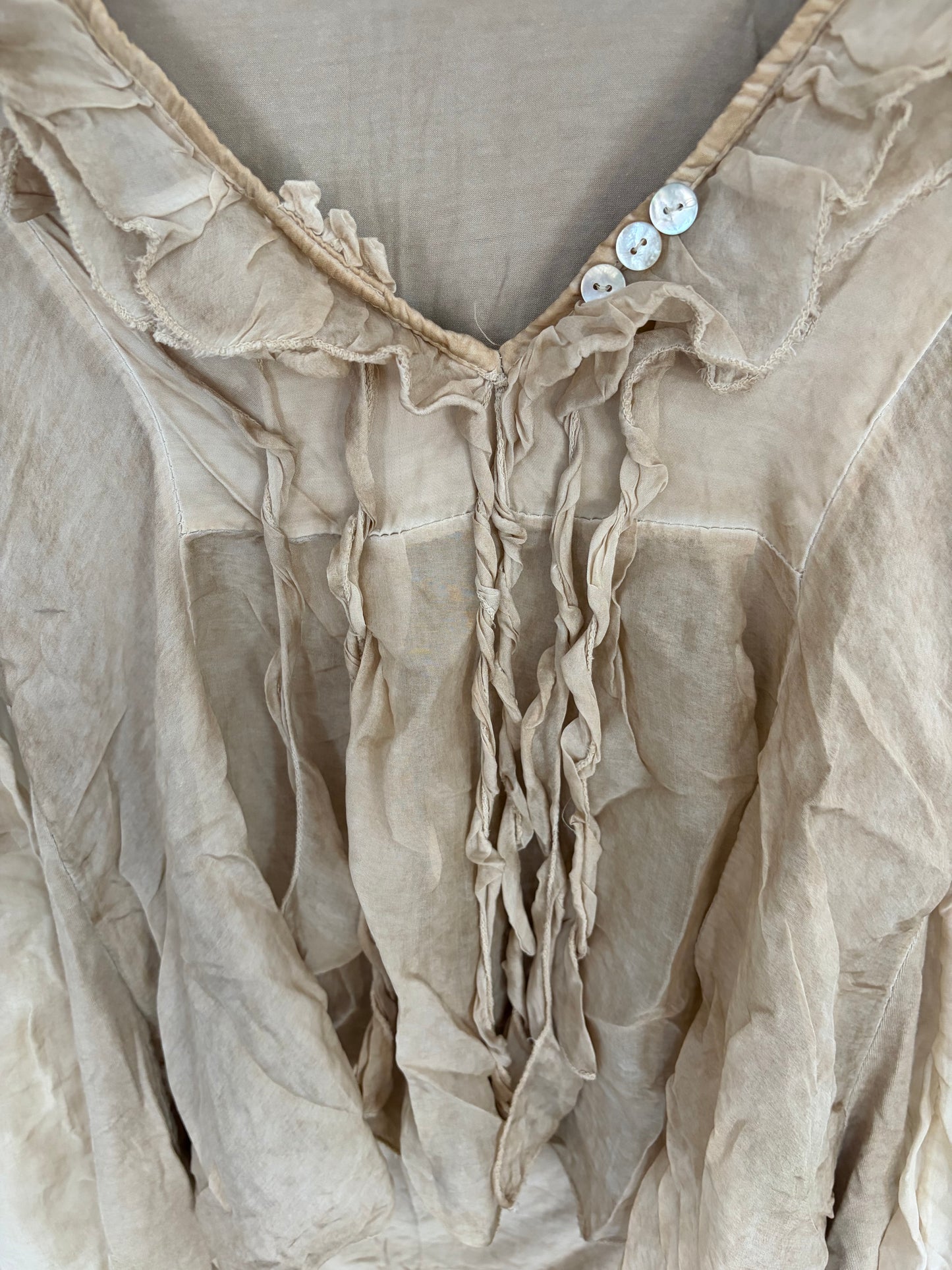 Beige Ruffled Blouse