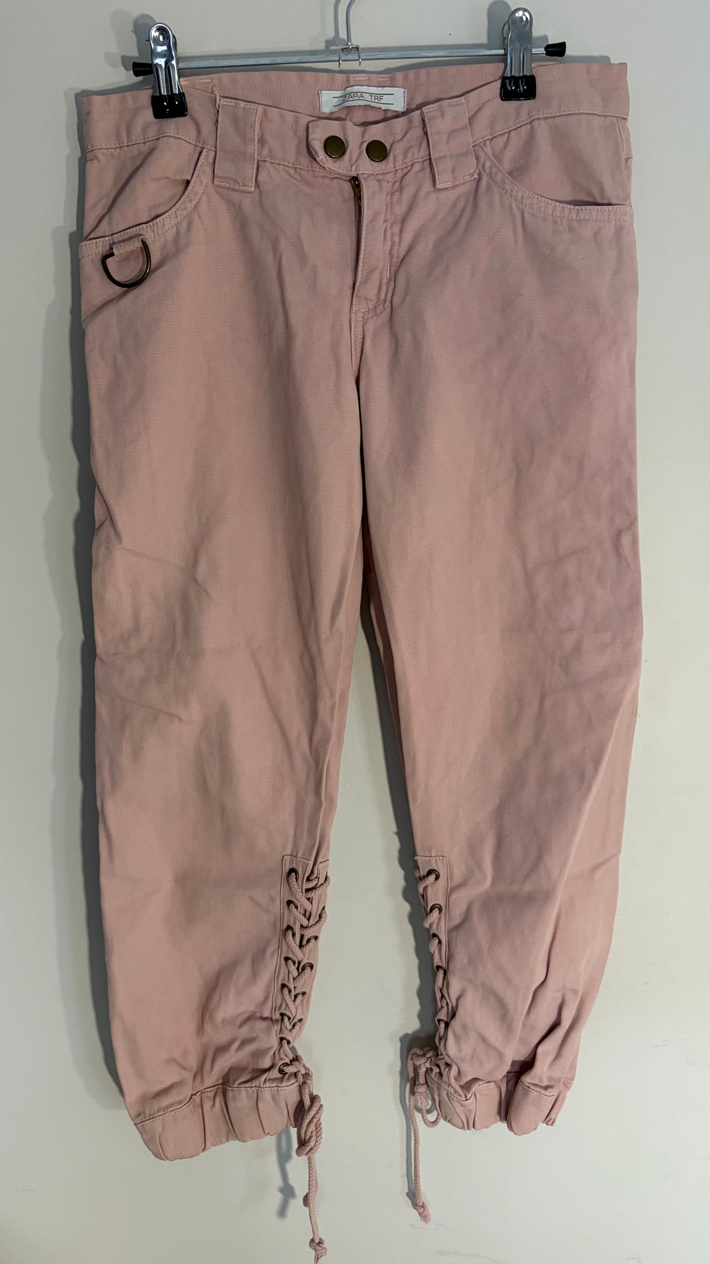 Zara Pink Laced-Up Cargo Capris