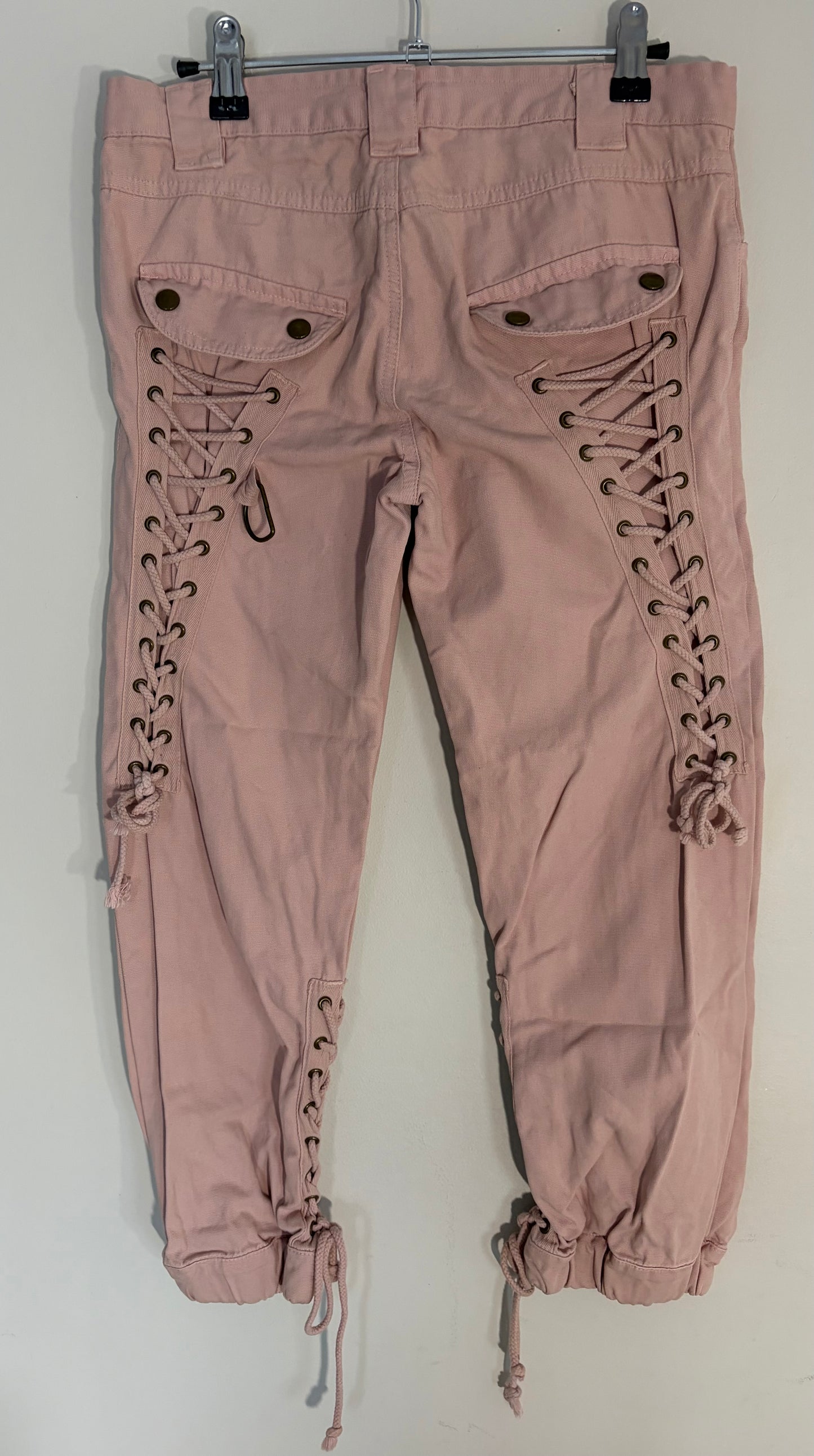 Zara Pink Laced-Up Cargo Capris