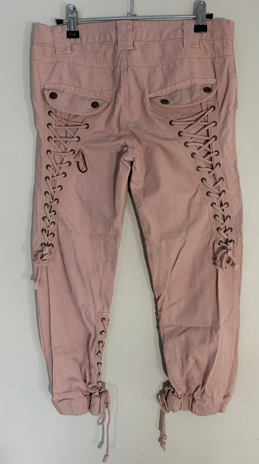 Zara Pink Laced-Up Cargo Capris