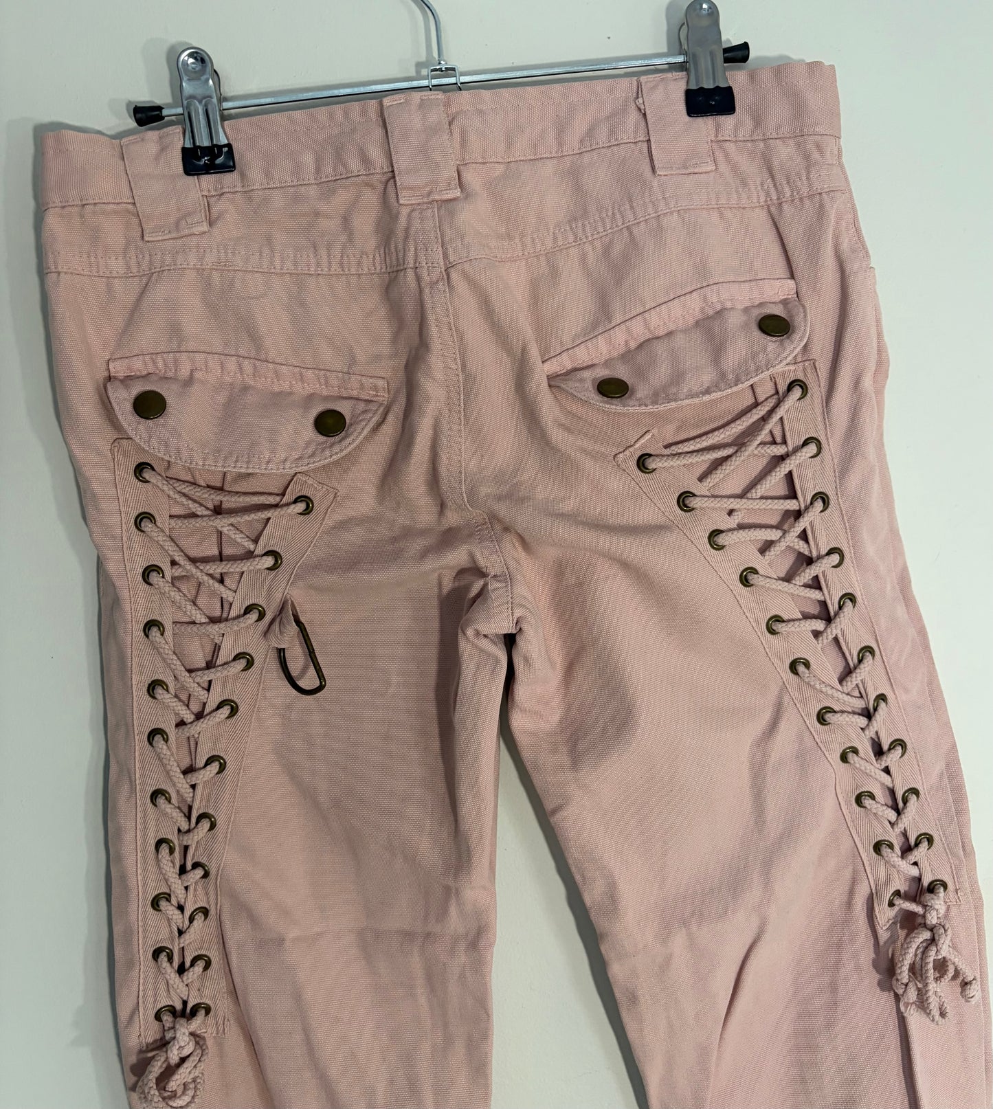 Zara Pink Laced-Up Cargo Capris