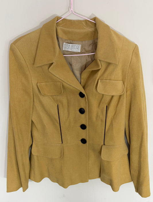 Elisa Landri Yellow Velour Blazer