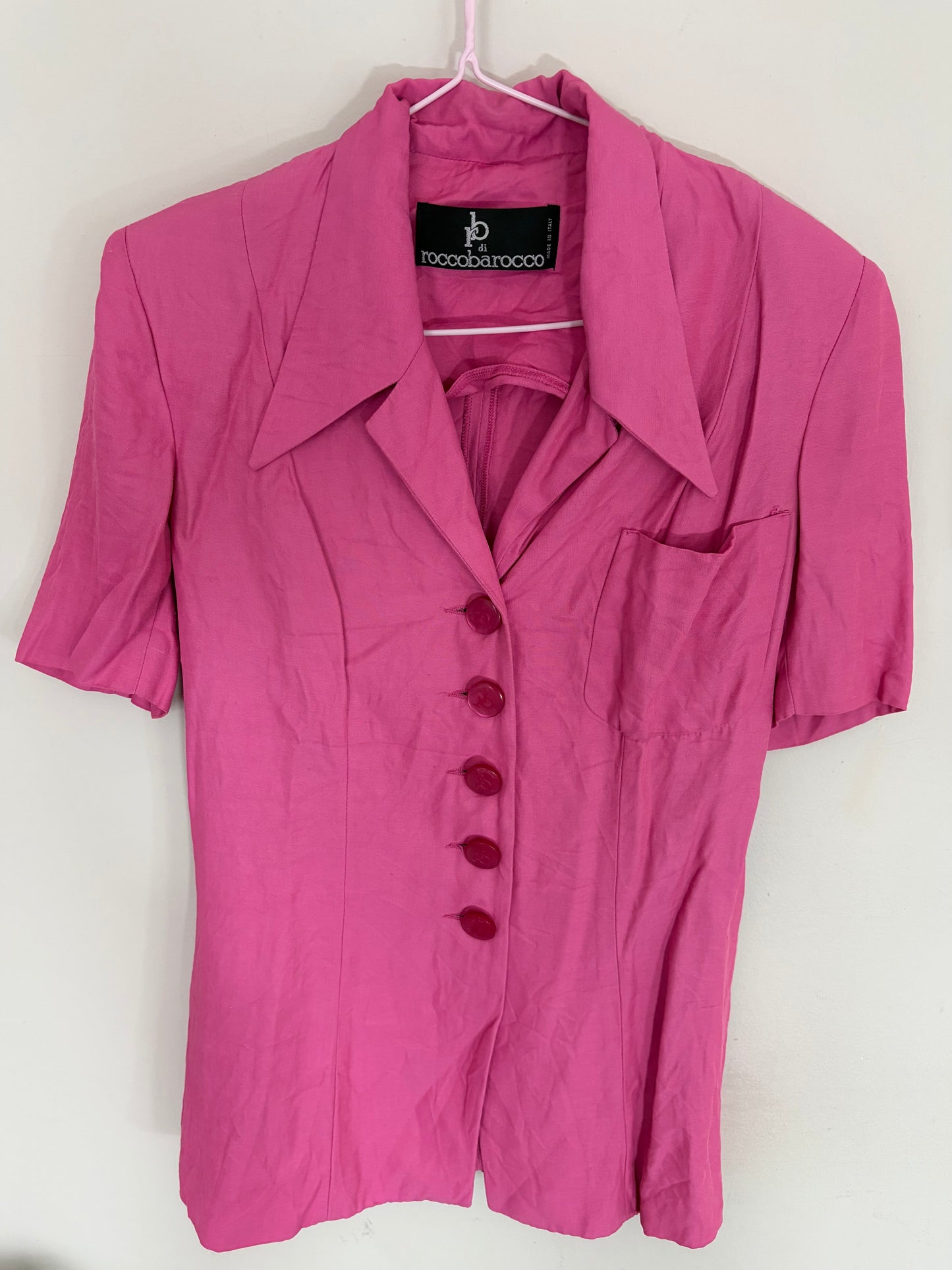 Roccobarocco Pink 70s Collared Jacket