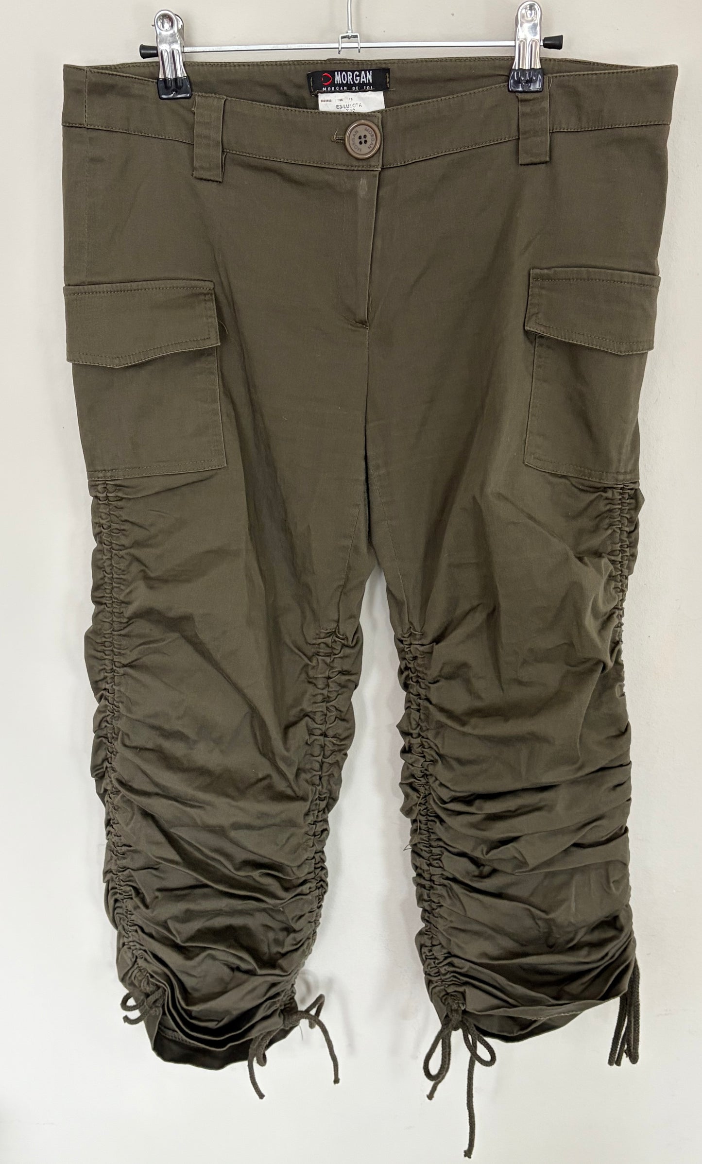 Morgan Khaki Ruched Capri Trousers