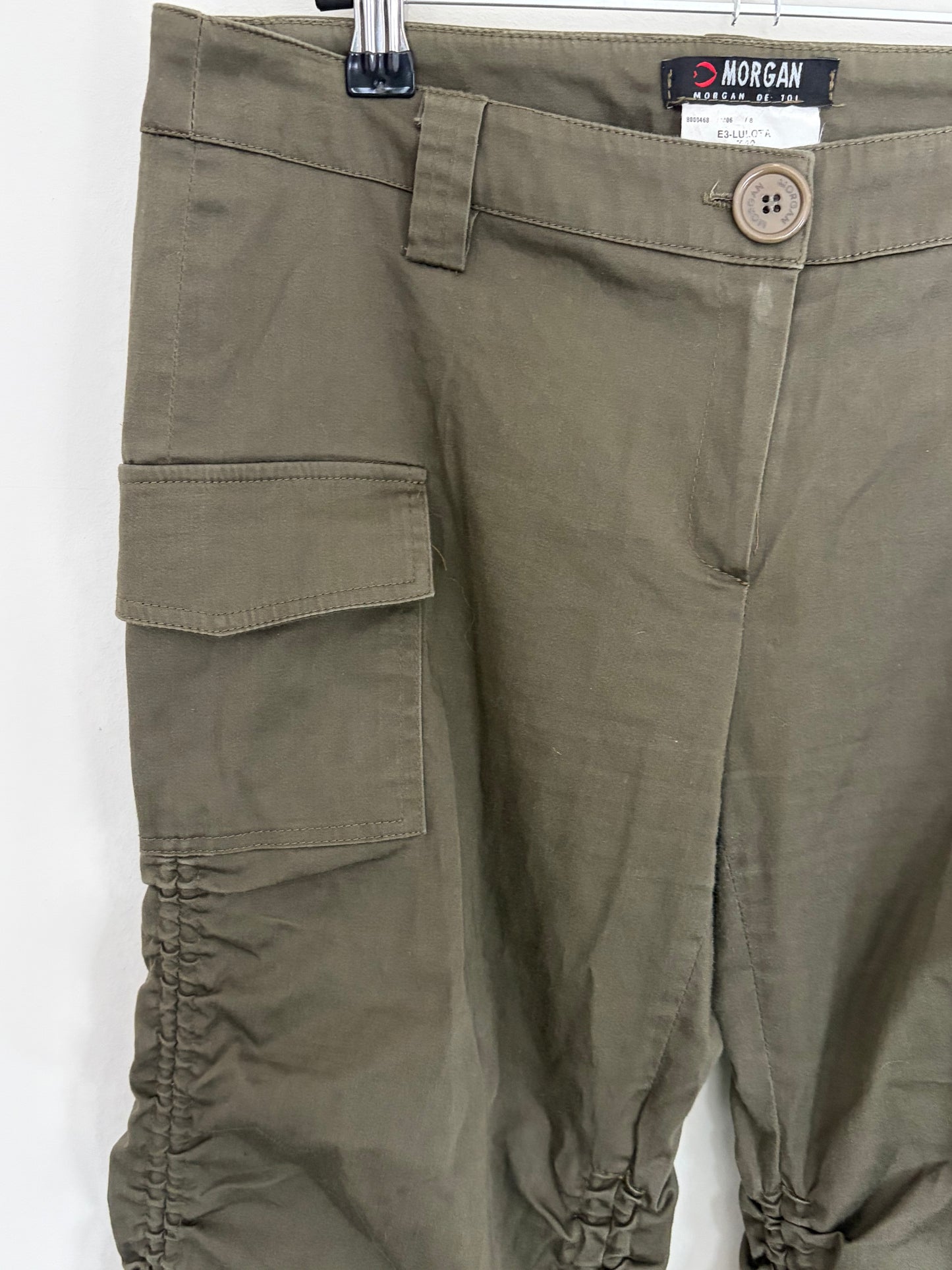 Morgan Khaki Ruched Capri Trousers