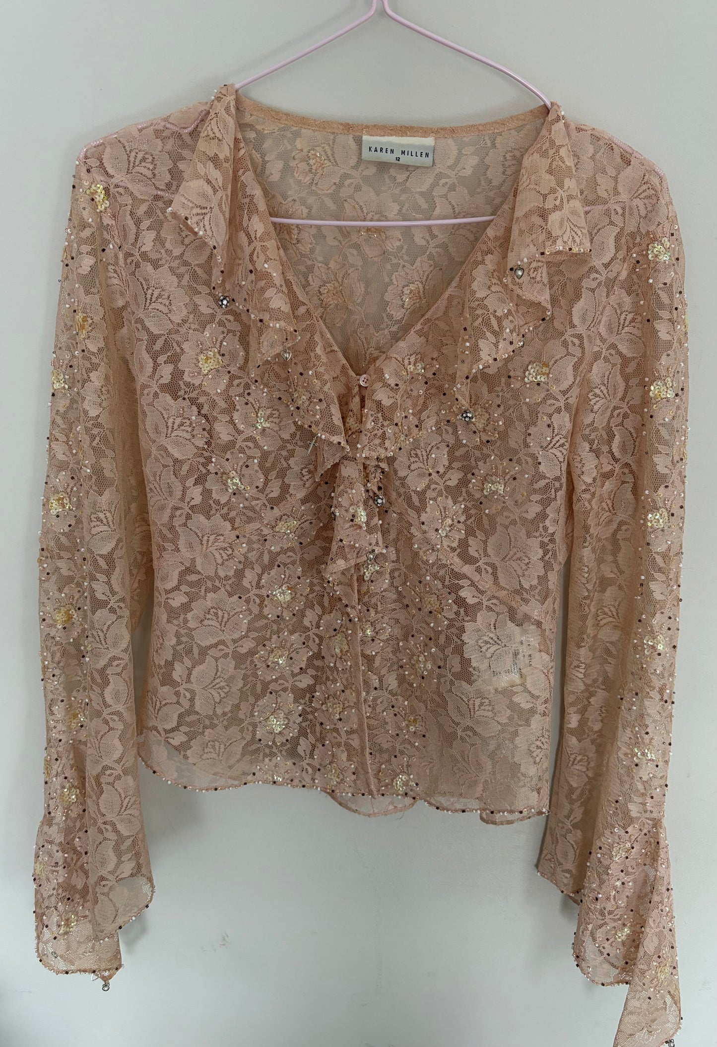 Karen Millen Pink Lace Blouse