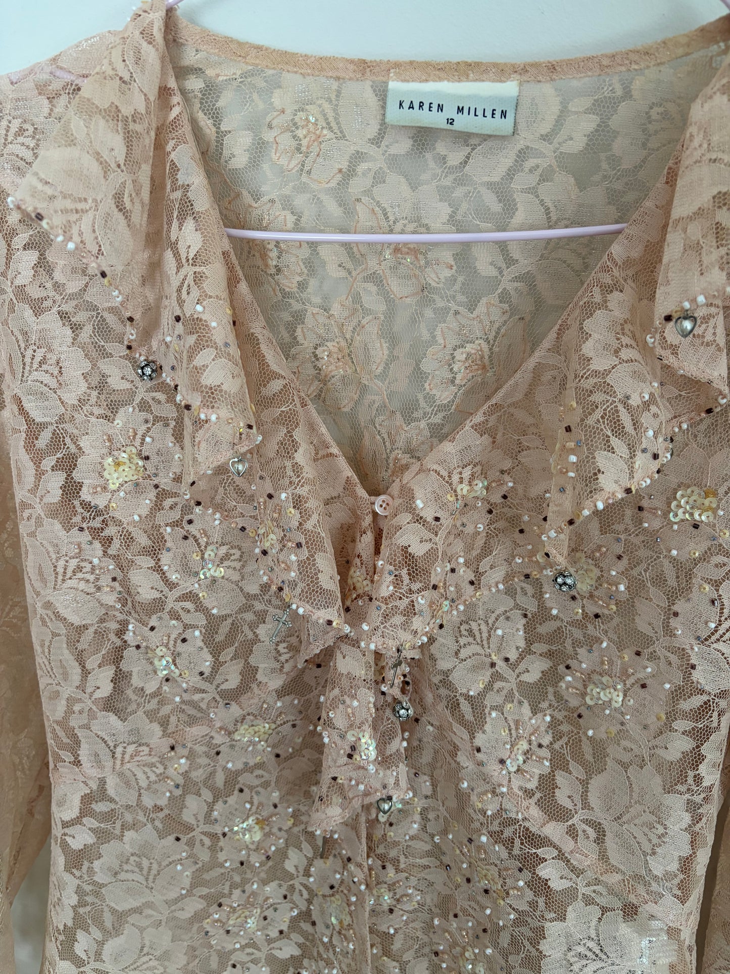 Karen Millen Pink Lace Blouse