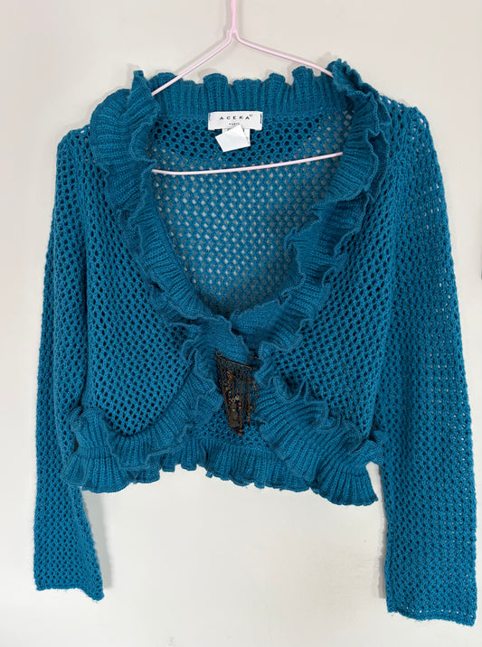 Teal Crochet Cardigan