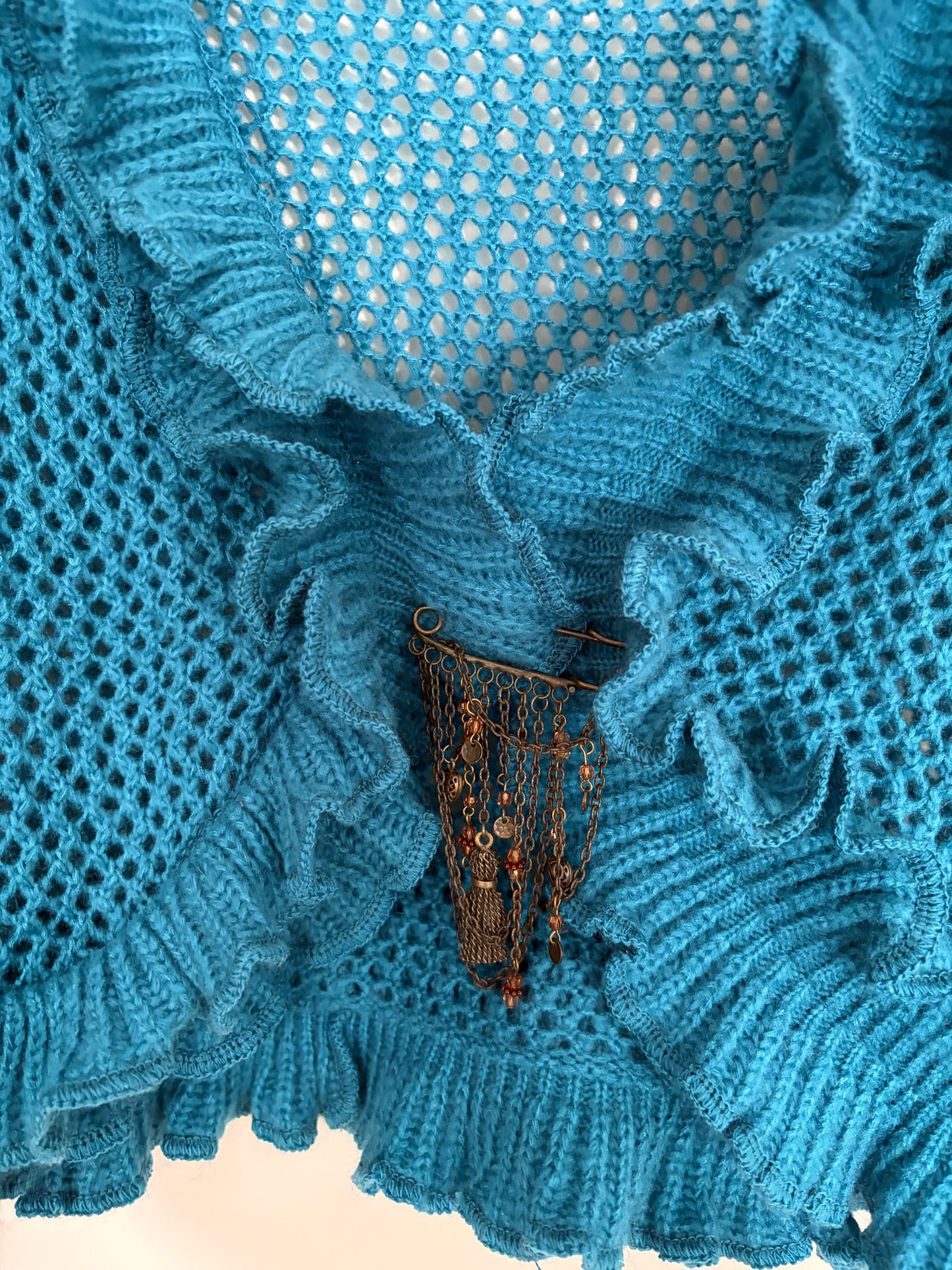 Teal Crochet Cardigan
